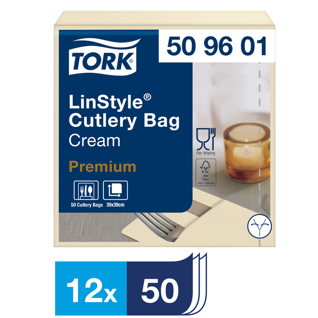 Pochette Tork LinStyle® 1-laags 50st duurzaam creme 509601